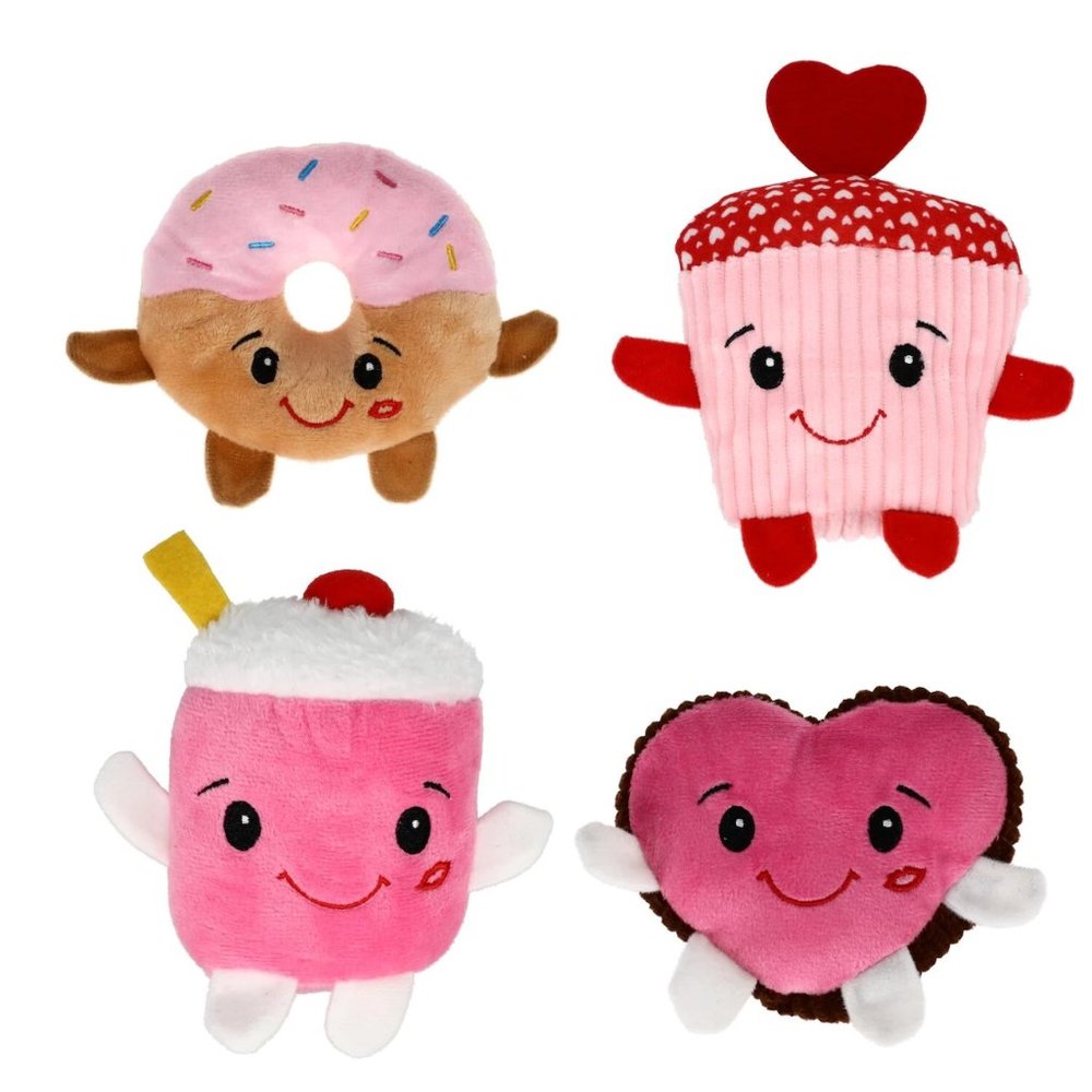 Set of 4 Foodie Cutie Plush Snacks Donuts Milkshakes Hearts & Cupcakes